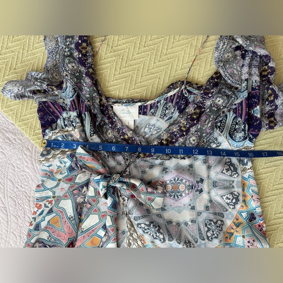 Camilla Tales of Tatiana silk purple print Wrap Dress With Frill size Large - Picture 7 of 16